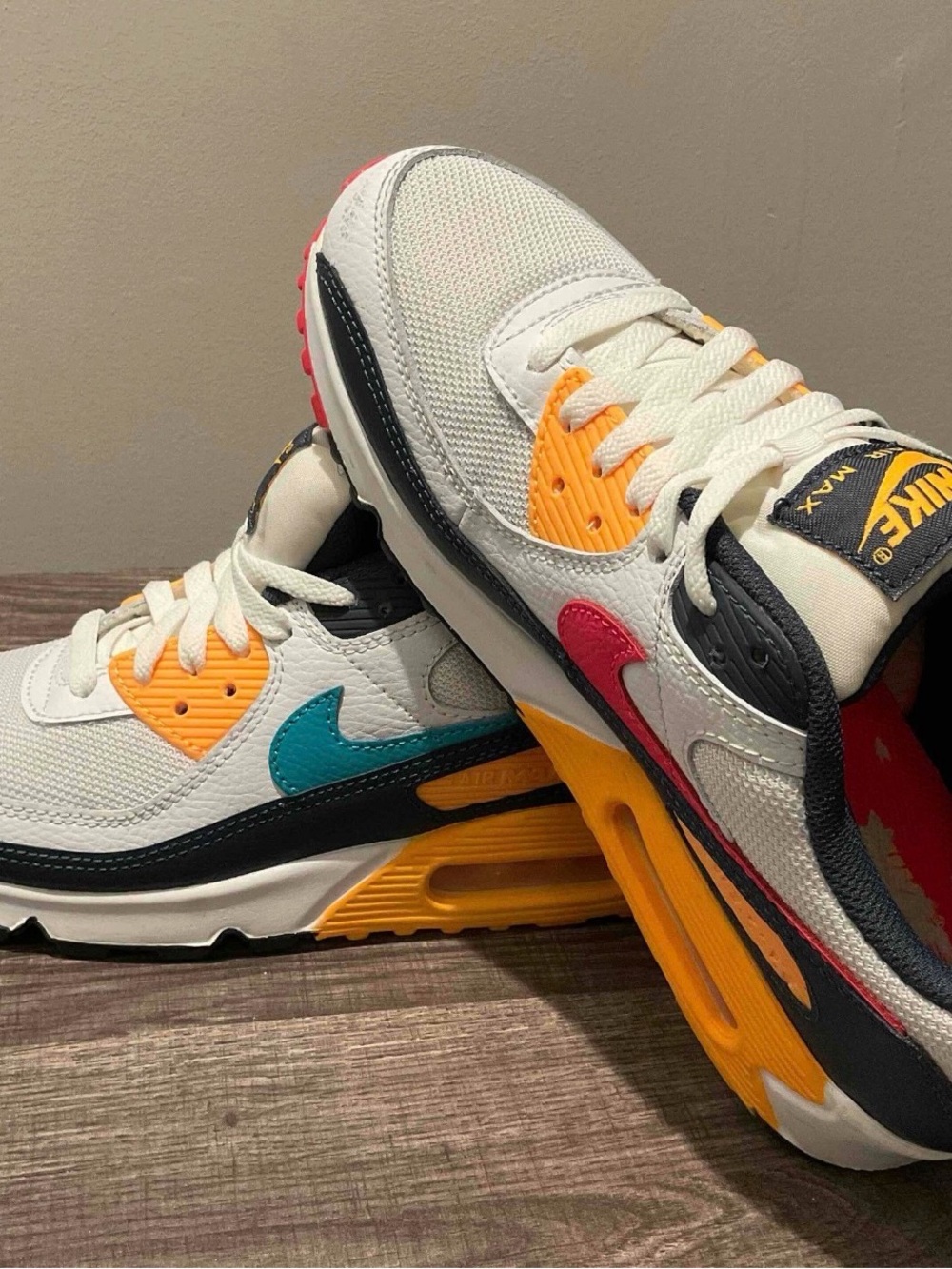 Nike Men’s Air Max Sneakers - White/Teal/Yellow/Red/Black